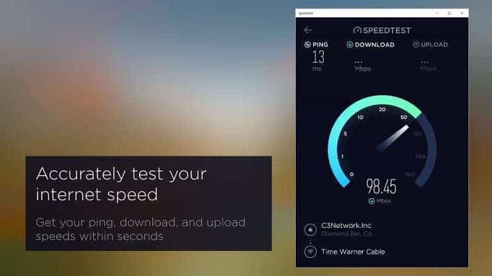 Speedtest af Ookla app til Windows 10 viser nu pakketabsdata