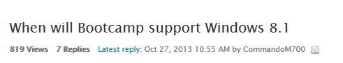 Gli utenti Apple richiedono supporto Boot Camp per Windows 8.1