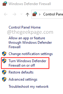 Windows Defender Güvenlik Duvarını Açın veya Kapatın