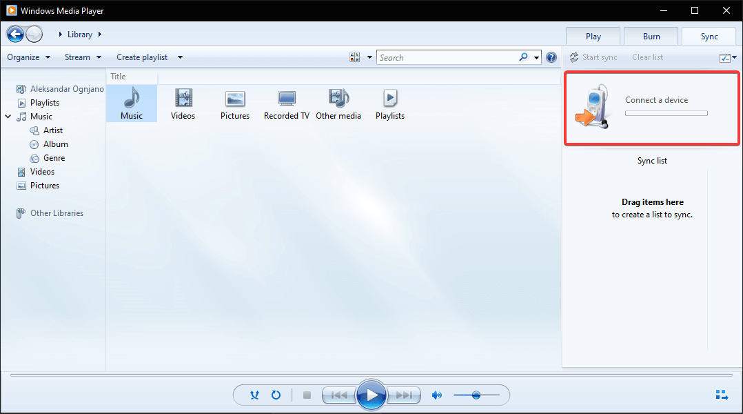 Windows Media Player kann Liste nicht synchronisieren