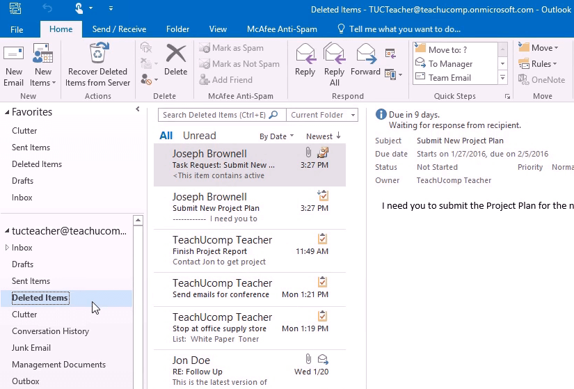 Outlook cartella Posta eliminata come mantenere le riunioni rifiutate nel calendario