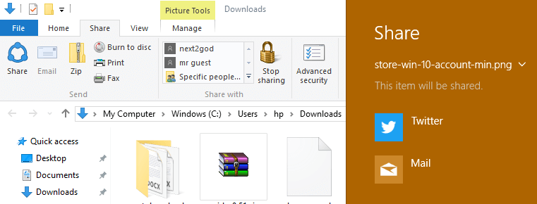 Windows10の[共有]ボタンを使用してファイルをFacebookに共有します