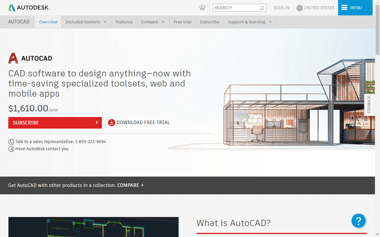 La pagina di AutoCAD