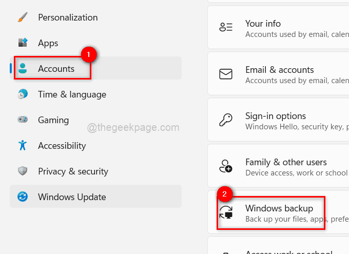 Konta Kopia zapasowa systemu Windows 11 zon