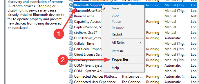 שירות תמיכה Bluetooth