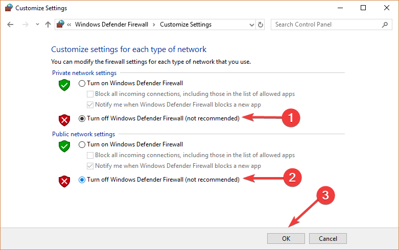 išjungti „Windows Defense“ užkardą, kaip išspręsti epines naršyklės problemas