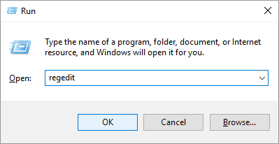 Avaa rekisterieditori Windows 10