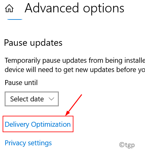 Windows Update Advanced Options Delivery Optimization Min