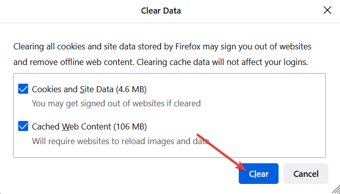 Очистити дані Firefox