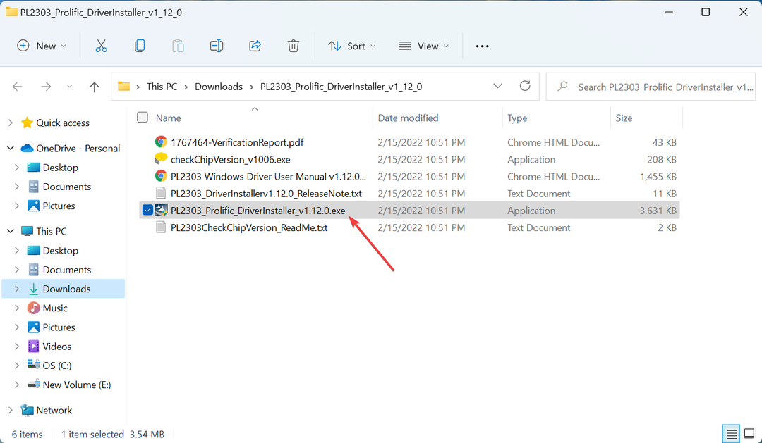 Dvokliknite nastavitve za gonilnik pl2303 za Windows 11