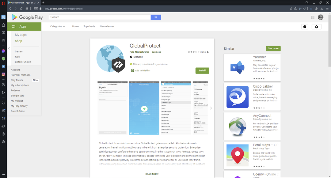 Holen Sie sich GlobalProtect VPN bei Google Play.