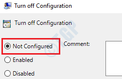 3 Desligue a configuração não configurada