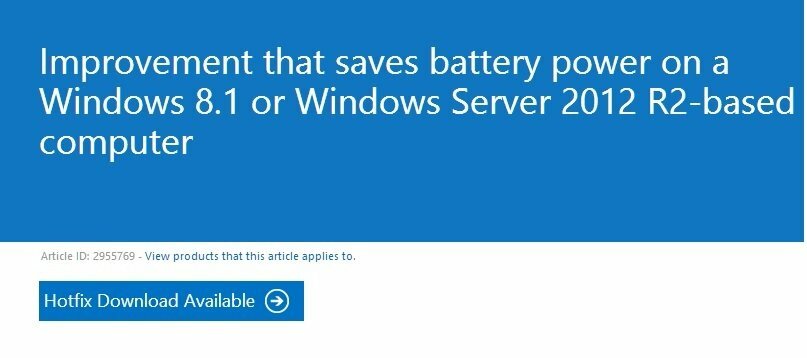 Microsoft, Windows 8.1, 10 컴퓨터의 배터리 수명 향상을위한 핫픽스 출시