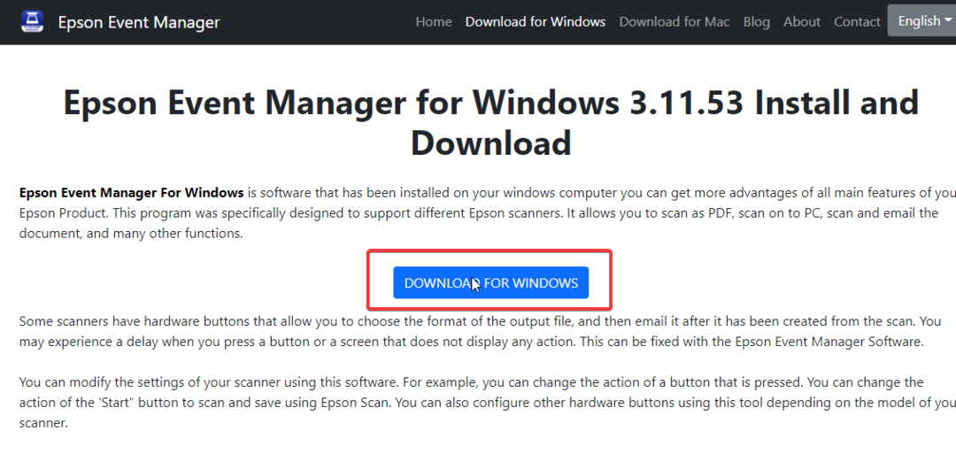 Descarga el Software Epson Event Manager für Windows
