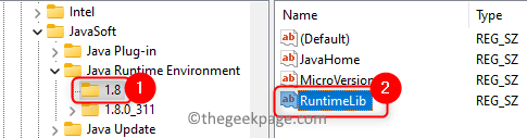 Jre Version Folder Runtimelib Entry Min
