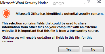 Microsoft Office-Sicherheitshinweis