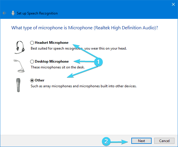 pc ხმის კონტროლი Windows 10 მეტყველების ამოცნობის დაყენება