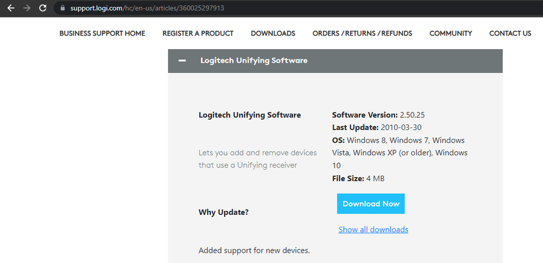 Logitech Unifying Software installimine Windows 11-sse