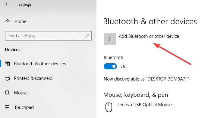 adăugați Bluetooth sau alt dispozitiv