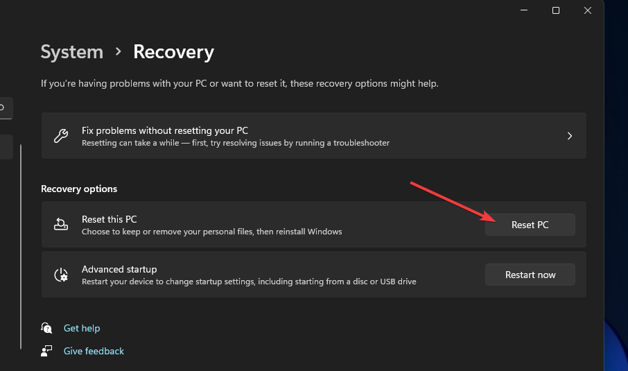 Die Option PC zurücksetzen inaccessible_boot_device windows 11