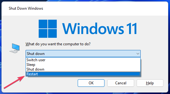 Taaskäivitamise suvand Windows 11 kuvaseaded ei tööta