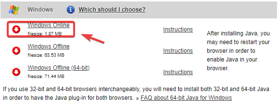 Windowsi veebipõhine installimine laadige alla Java 10