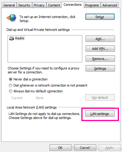 LAN-Fehler Verbindung zurücksetzen