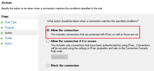Obs Windows Defender-Regelaktion Verbindung zulassen Min
