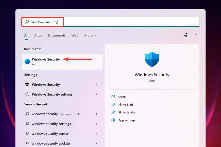 Inicie o Windows Security