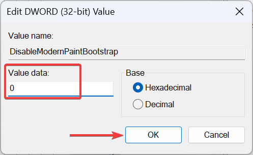 spremenite podatke o vrednosti za prenos Classic Paint za Windows