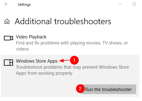 Solucionador de problemas de aplicaciones de la Tienda Windows
