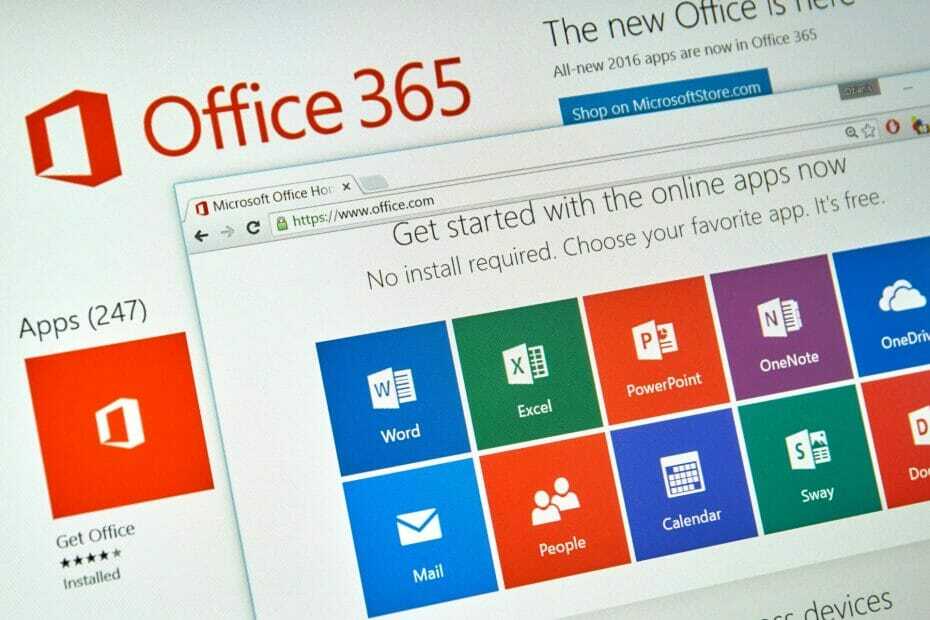MS Office 365 -sähköpostivirhe