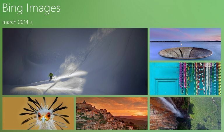 Laden Sie Bing-Hintergründe mit der App 'Bing Images' für Windows 8, 10. herunter