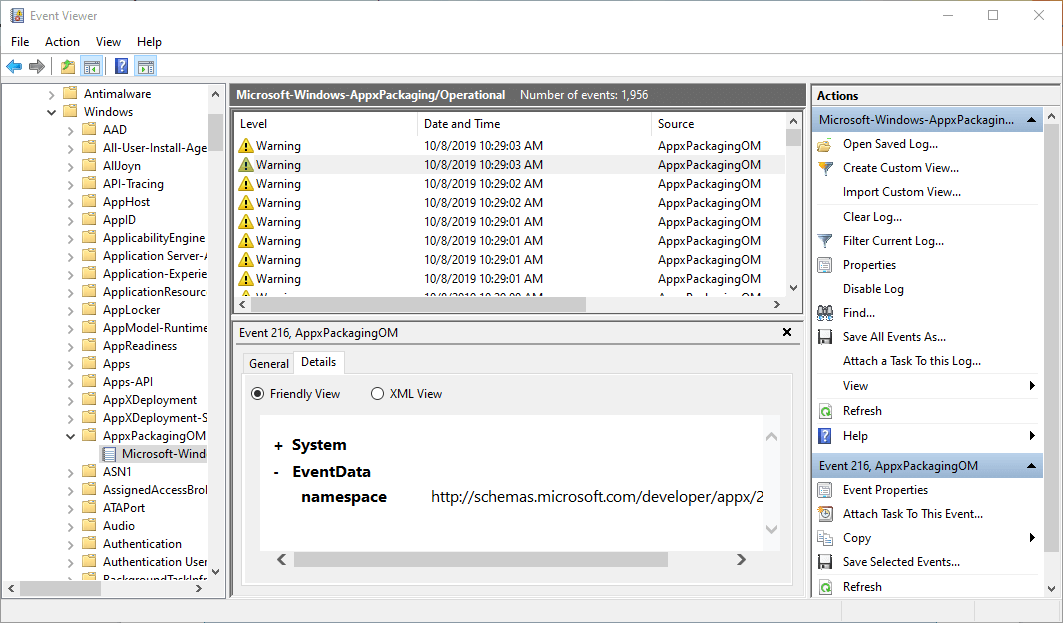Registro del Visualizzatore eventi Microsoft intune non installa app