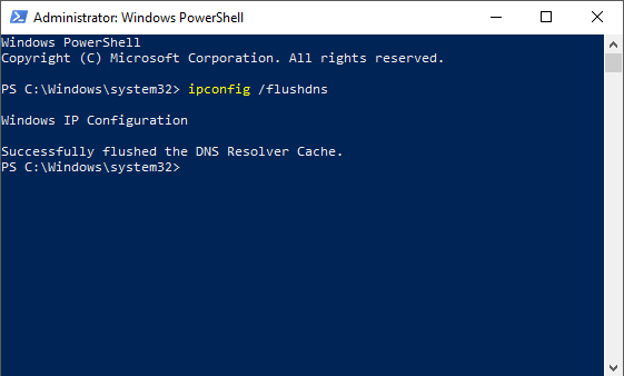 Windows PowerShell Admin flushdns-kommando - DHCP-servern fortsätter att stoppa
