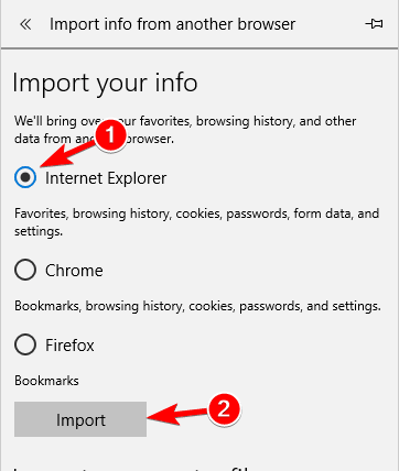 Internet Explorer bokmerker til Edge