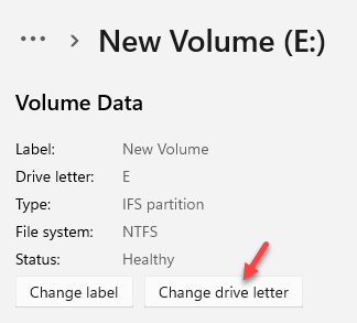 Lettre de lecteur de changement de données de volume