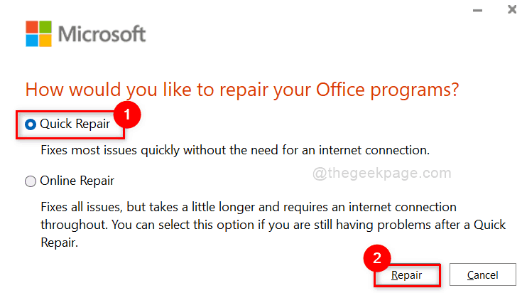 الإصلاح السريع MS Office 11zon