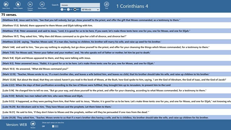 KBible je aplikacija za branje Biblije brez povezave za Windows 8 s koristnimi funkcijami