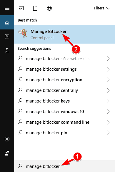 Keela BitLockeri Windows 8.1 rühmapoliitika