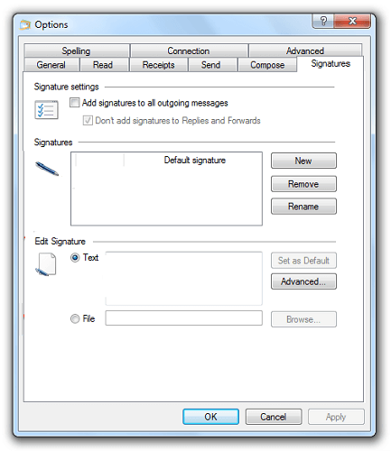 Muokkaa Windows Live Mail -allekirjoitusta