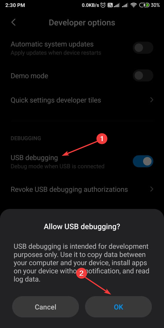 USB SILUMINE -adb reboot bootloader ei tööta