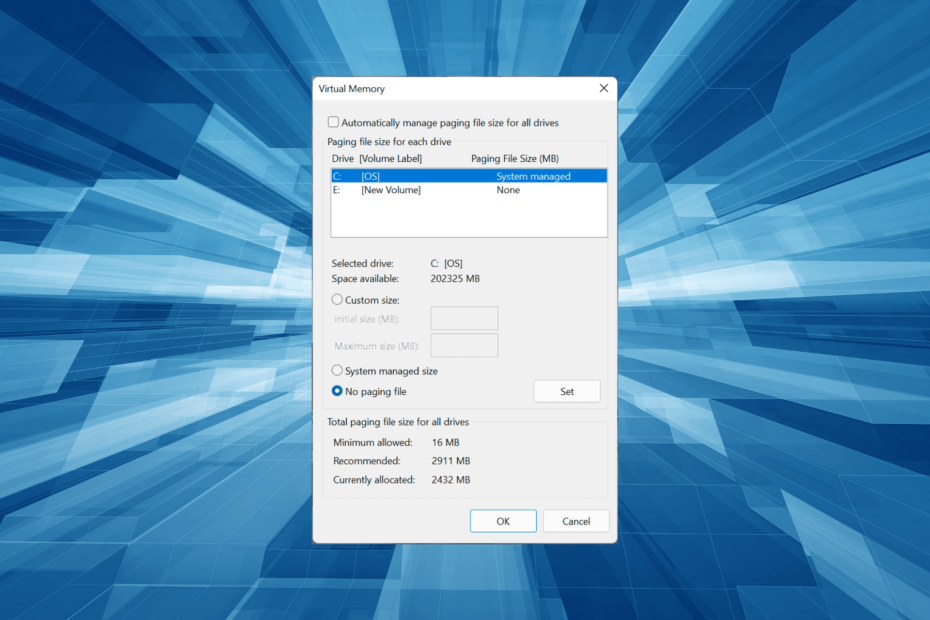 Lähtestage virtuaalmälu või lehefail operatsioonisüsteemis Windows 11