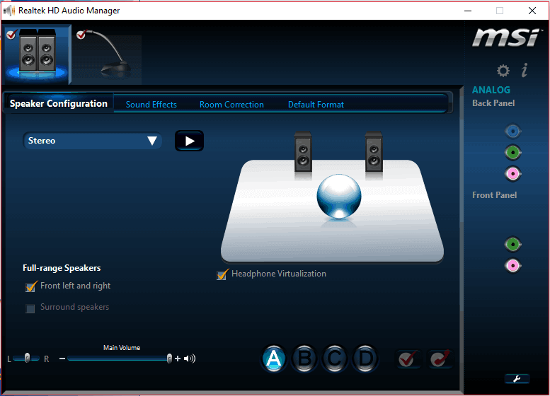 Gerenciador de áudio Realtek HD