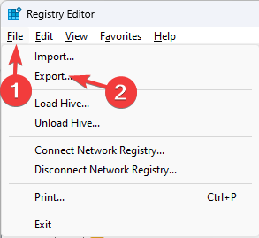 Ekspor file registri 