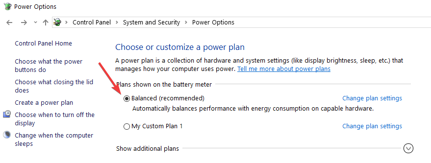 gebalanceerd energieplan windows 10