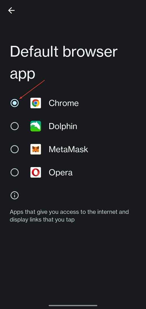 Задайте Chrome като приложение за браузър по подразбиране.