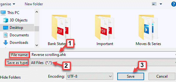 Файл Зберегти як Виберіть розташування Ім'я файлу Додайте .ahk до імені Зберегти як тип Всі файли Зберегти Мін