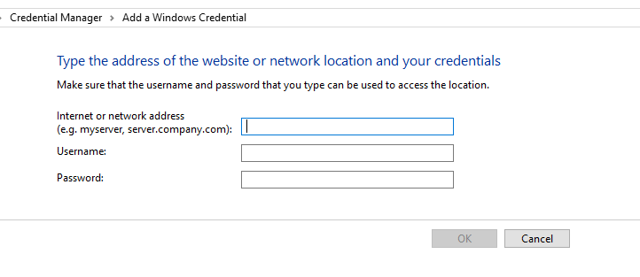 информация об учетных данных Windows 10 не может получить доступ к общей папке