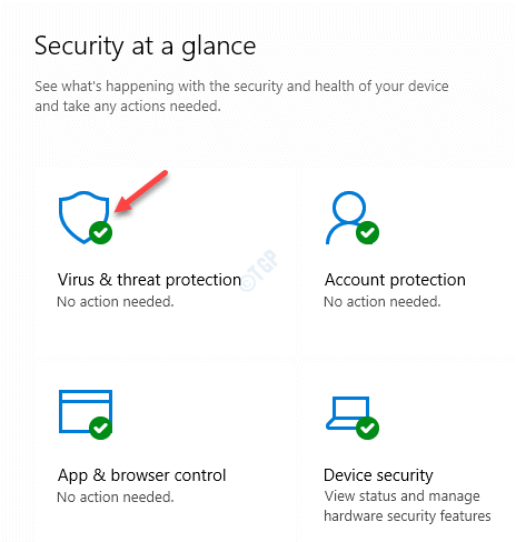 ความปลอดภัยของ Windows Security Glance การป้องกันไวรัส & การคุกคาม